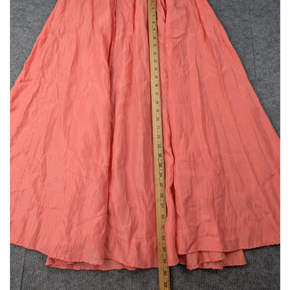 Vintage Silk Midi Skirt Womens Large Pink Coral Lightweight Layering Cottage 90s - Picture 3 of 5